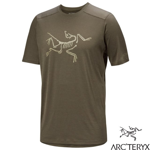 【ARCTERYX 始祖鳥】男 頂級美麗諾羊毛短袖圓領排汗衣/X000006796-30571 龍紋綠/帆布棕✿30E010